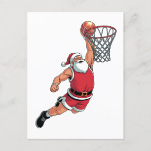 Invitation Carte Postale Père Noël jouant au basket-ball Amoureux du sport