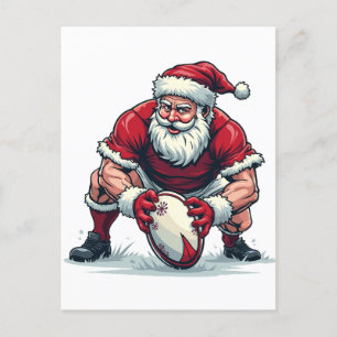 Invitation Carte Postale Père Noël jouant au football Fantasy Noël Joueur