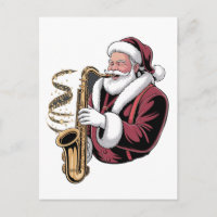 Père Noël jouant du saxophone Musicien de Noël Sax