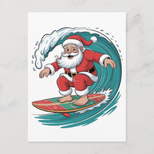Invitation Carte Postale Père Noël Surfing Noël Surf Festive de Noël