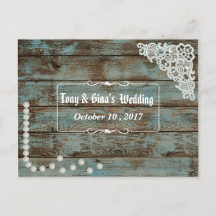 Invitation Carte Postale Perles rustiques et mariage de dentelle RSVP
