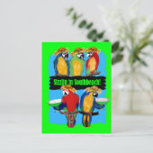 INVITATION CARTE POSTALE PERROQUETS DE FÊTE (Debout devant)