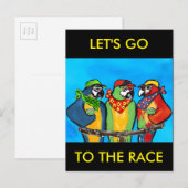 INVITATION CARTE POSTALE PERROQUETS DE FÊTE (Devant / Derrière)