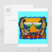 Invitation Carte Postale Perroquets de fête (Devant / Derrière)