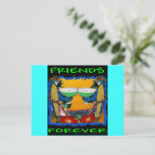 Invitation Carte Postale Perroquets de fête (Debout devant)