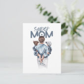 Invitation Carte Postale Personalized Super Mom with Son and Daughter Gift  (Debout devant)