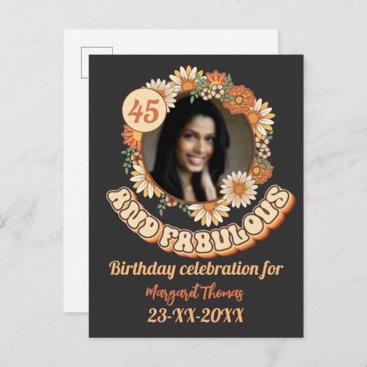 Invitation Carte Postale Personnalisé Anniversaire Groupe de Correspondance (Devant / Derrière)