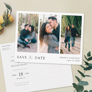 Invitation Carte Postale Personnalisé Multi Photo Enregistrer la date