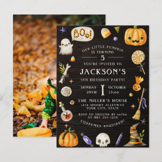 Invitation Carte Postale Petit Citrouille | Jote Halloween photo d'annivers