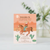 Invitation Carte Postale Petit cow-boy cool et cheval fête d'anniversaire (Debout devant)