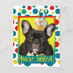Invitation Carte Postale Petit gâteau d'invitation 2 ans - bouledogue