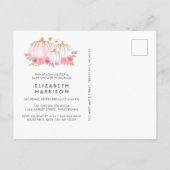 Invitation Carte Postale Petite Citrouille Floral Aquarelle bébé fille (Dos)