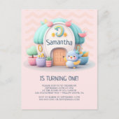 Invitation Carte Postale Petite maison avec dragon Fille Bébé Anniversaire (Devant)