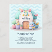 Invitation Carte Postale Petite maison avec dragon Garçon Bébé Anniversaire (Devant)