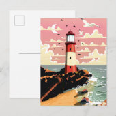 Invitation Carte Postale Phare Vintage (Devant / Derrière)
