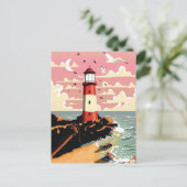 Invitation Carte Postale Phare Vintage (Debout devant)