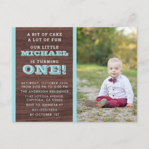 Invitation Carte Postale Photo Baby Boy Premier anniversaire Arrière - plan