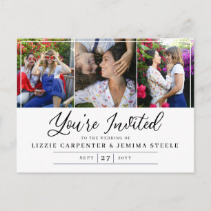 Invitation Carte Postale Photo Collage Black Vous êtes invité Mariage budgé