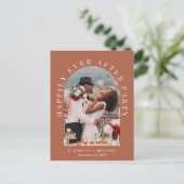 Invitation Carte Postale Photo d'arche élégante Réception de mariage en ter (Debout devant)