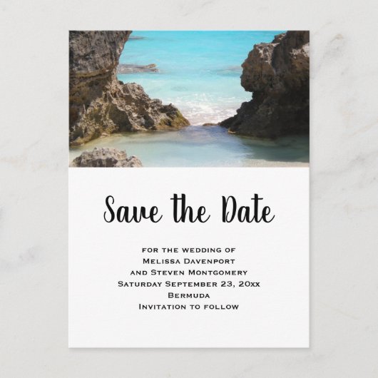 Invitation Carte Postale Photo de Bermuda Coast Tropical Sea Save Date (Devant)