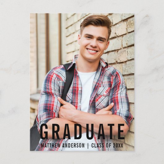 Invitation Carte Postale Photo de la fête de graduation Cool moderne (Devant)