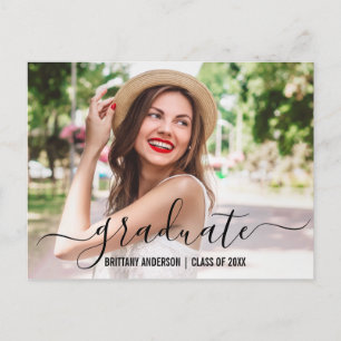Invitation Carte Postale Photo de la fête de graduation de script moderne t