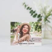 Invitation Carte Postale Photo de la fête de graduation de script moderne t (Debout devant)