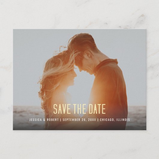 Invitation Carte Postale Photo de typographie moderne simple Save The Date (Devant)