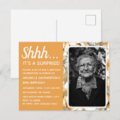 Invitation Carte Postale Photo du 80e anniversaire de la florale jaune des (Devant / Derrière)