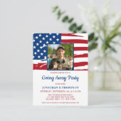 Invitation Carte Postale Photo du drapeau américain du parti militaire (Debout devant)