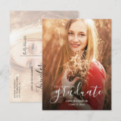 Invitation Carte Postale Photo du Parti Chic Graduation (Devant / Derrière)