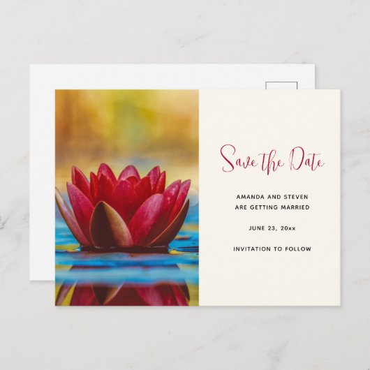 Invitation Carte Postale Photo d'une fleur de Lotus dans un étang Enregistr (Devant / Derrière)