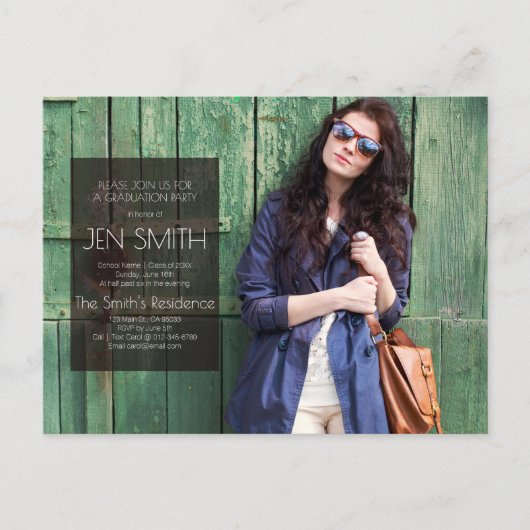 Invitation Carte Postale Photo Graduation Party Invitation. (Devant)