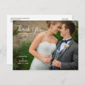 Invitation Carte Postale Photo Horizontal | Remerciement de Mariage Calligr (Devant / Derrière)
