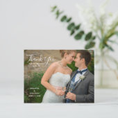 Invitation Carte Postale Photo Horizontal | Remerciement de Mariage Calligr (Debout devant)