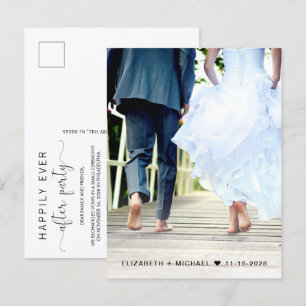 Invitation Carte Postale Photo mariage Heureusement Jamais Après La Récepti