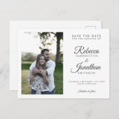 Invitation Carte Postale Photo Minimale Noir Blanc Mariage Enregistrer La D (Devant / Derrière)