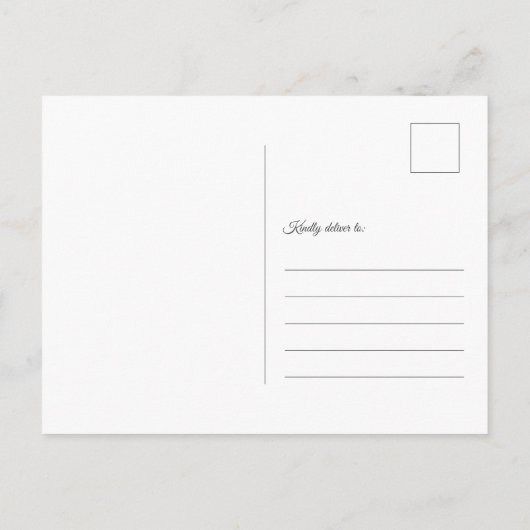 Invitation Carte Postale Photo Minimale Noir Blanc Mariage Enregistrer La D (Dos)