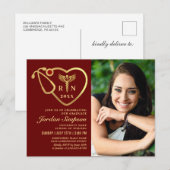 Invitation Carte Postale Photo moderne Black Gold Nursing Graduation (Devant / Derrière)