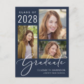 Invitation Carte Postale Photo moderne Blue Graduation Party (Devant)