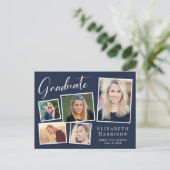 Invitation Carte Postale Photo moderne Collage Blue Graduation Party (Debout devant)