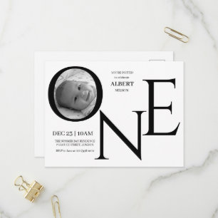 Invitation Carte Postale Photo personnalisable pour le premier anniversaire