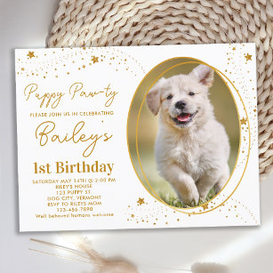Invitation Carte Postale Photo personnalisée pour animaux de compagnie Gold