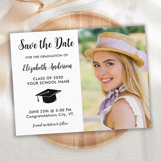 Invitation Carte Postale Photo Simple Graduate Enregistrer La Date Graduati