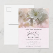Invitation Carte Postale Photographie d'anniversaire de fleur de pommier bl (Devant / Derrière)
