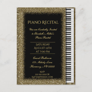 Invitation Carte Postale Piano Considérant Gold Parties scintillant Baby Gr