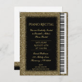 Invitation Carte Postale Piano Considérant Gold Parties scintillant Baby Gr (Devant / Derrière)