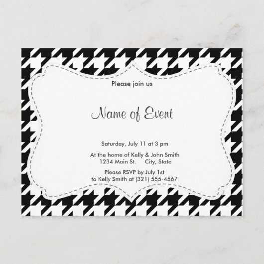 Invitation Carte Postale Pied de fond noir et blanc (Devant)