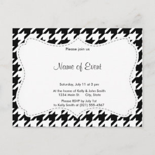 Invitation Carte Postale Pied-de-poule noir et blanc