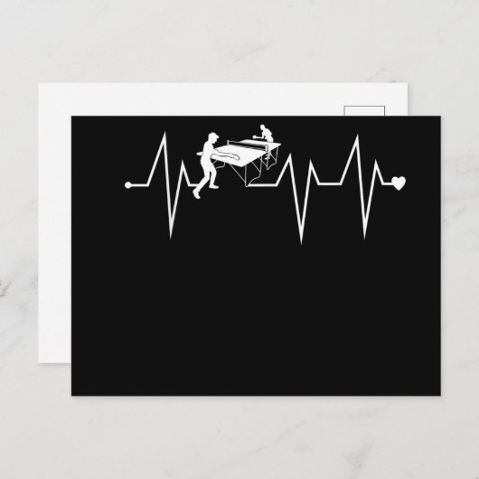 Invitation Carte Postale Ping Pong Table Tennis Heart beat pouls rate (Devant / Derrière)